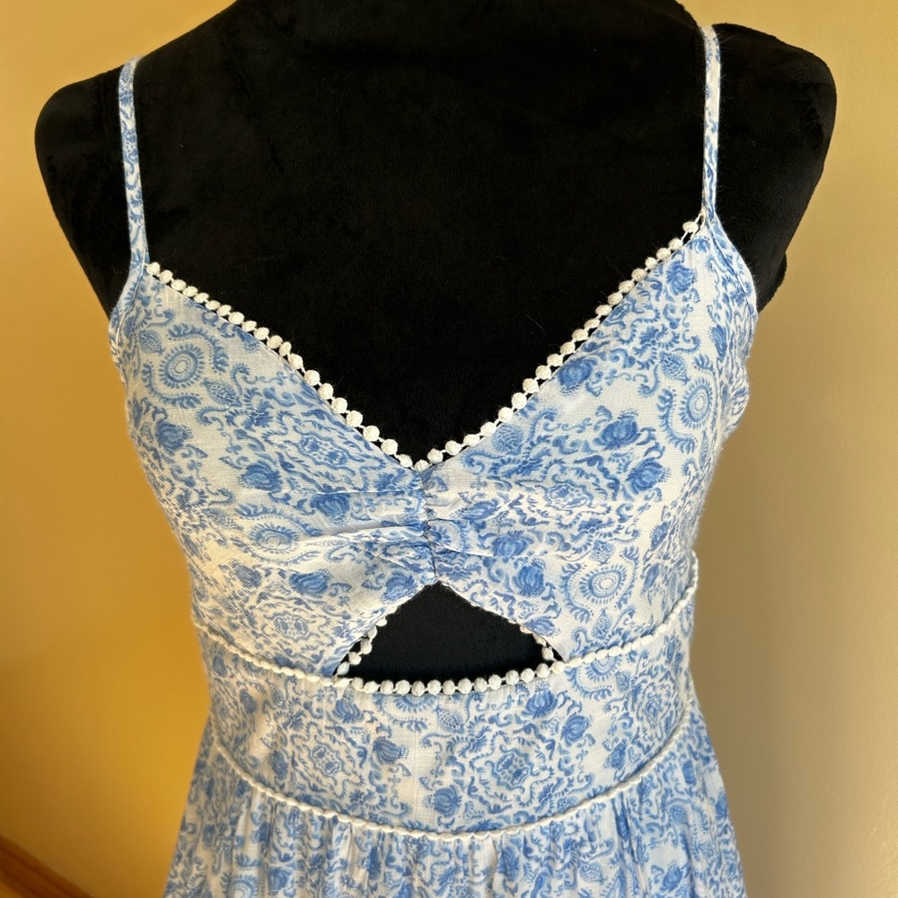 Trixxi Blue and White Dress with Cutout